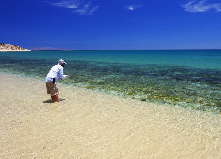 fly casting from the beach